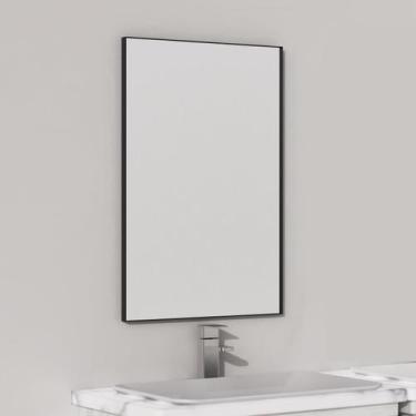 Imagem de Espelho de banheiro VocalStar 40x60cm com moldura de metal preto