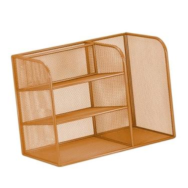 Imagem de Esquirla Organizador de mesa, organizador de espaço de trabalho, organização de papel multicamadas, bandeja para cartas, classificador de documentos para, Ouro