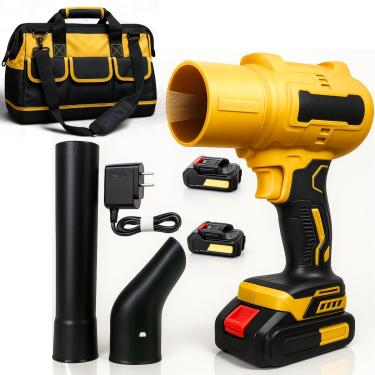 Imagem de Soprador de Folhas Sem Fio 330KMH Motor Brushless 2200W 2 Baterias 10000mAh Bolsa Inclusa Jardim Carro Oficina Leve Portatil