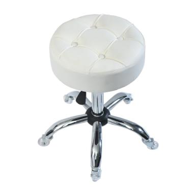 Imagem de ACEQLYT Banqueta redonda com rodas, resistente, 181 kg, banco giratório ajustável em altura para loja, salão, casa, escritório, tatuagem, medicina, massagem (branca)