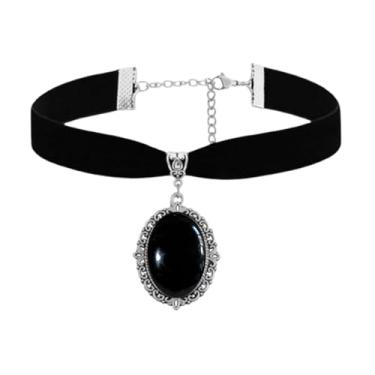 Imagem de GYRMMUE Colar gótico de veludo camafeu Stardust, colares vintage com pingente de cristal punk vitoriano, joia de Halloween demoníaco satanás para mulheres, Large, Vidro, Sem Pedra Preciosa