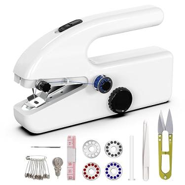 Imagem de Máquina de costura portátil, duas queridas, mini máquina de costura, fácil de usar e costura rápida, adequada para roupas, tecidos, bricolage, casa, viagem, máquina de costura portátil elétrica para