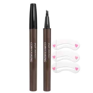 Imagem de Lápis de tinta de sobrancelha da Brow Stylist – Kit de caneta de sobrancelha micro de 4 pontos para levantar e agarrar com 3 estêncil de sobrancelha de longa duração, à prova d'água, cabelo natural