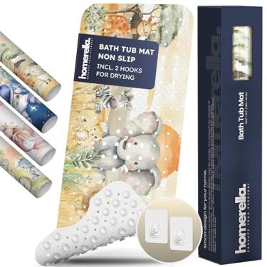 Imagem de Homerella Tapete de banheira e chuveiro para bebês antiderrapante, 102 x 40 cm, tinta extra longa. 2 ganchos para armazenamento, tapete de chuveiro bonito e seguro para banheira tamanho completo com