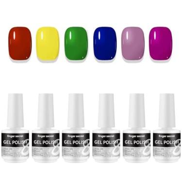 Imagem de Esmalte de gel, 6 kits de cores, esmalte de gel brilhante de longa duração, conjunto de esmaltes de gel profissional para unhas de salão de beleza DIY para iniciantes