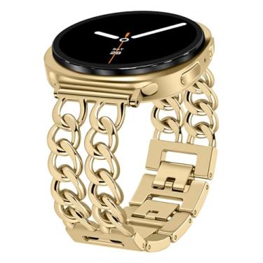 Imagem de HAYONLIY Pulseira de metal compatível com Samsung Galaxy Watch 8 de 40 mm e 44 mm/Galaxy Watch 8 Classic de 46 mm, corrente dupla ajustável elegante (sem capa)