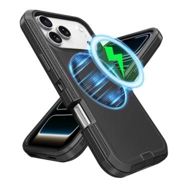 Imagem de Jelanry Capa para iPhone 17 Pro compatível com MagSafe, proteção resistente com porta antipoeira, arranhões, camada dupla à prova de choque, capa traseira para Apple iPhone 17 Pro Max 5G 6,3 polegadas