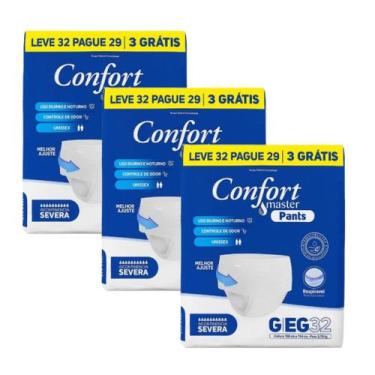 Imagem de KIT 3 PCT Fralda Calça Geriátrica Confort Master Pants Com 32 Unid PM 