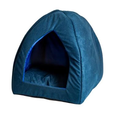 Imagem de Cama Toca 2 em 1 para Gato ou Cão | Design Dobrável, Confortável e Versátil | Para Todas as Estações (AZUL)