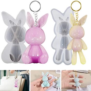 Imagem de Voaesdk Bunny Shape Resin Molds, 2PCS 3D Suture Rabbit Silicone Molds for Resin Casting, Cute Animal Epoxy Resin Keychain Molds for DIY Easter Ornaments Craft Home Decor
