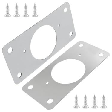 Imagem de LifCratms 12 peças de placas de reparo de dobradiça de armário de aço inoxidável, kit de reparo de dobradiça de porta com parafusos de montagem, para cozinha, armário, portas de armário, armário