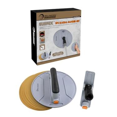 Imagem de ROLLINGDOG Lixadeira Para Drywall 9" - Radial Com 6 Lixas, Cabo De Borracha E Rosca Fêmea Limpeza Polimento Madeira, Metal (Gancho Argola)
