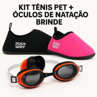 Imagem de Kit Sapatilha Aquática Duck Way + Óculos de Natação Brinde, 30, Prteo 