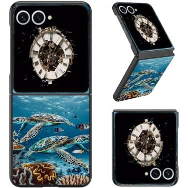 Imagem de RAUEDWDJS Capa protetora para Samsung Galaxy Z Flip 7, Slim Fit Hard PC à prova de choque para Samsung Z Flip 7-Deep Sea Turtle
