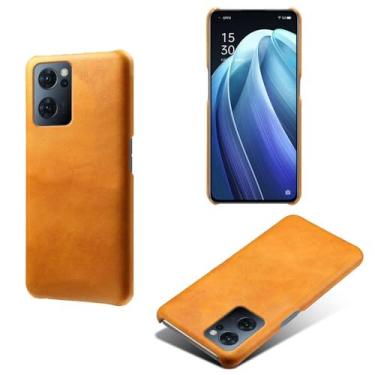 Imagem de Capa para OPPO Find X5 Lite,Proteção contra quedas,Casca de volta de cor sólida simples,Design de couro de imitação de plástico-Orange