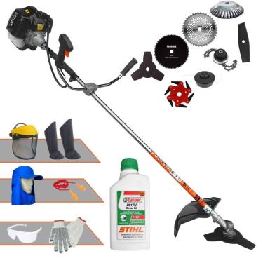 Imagem de Aparador de Grama Terra GRH430 À Gasolina 43cc 1,7HP 6.500rpm Multifunções Completa Com Carretel de Nylon + 7 Opções de Corte + EPI + ÓLEO STIHL 2T