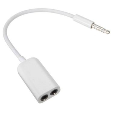 Imagem de Adaptador de Audio P2 Stereo para 2 Fones - Branco - (P2 3,5mm Macho X 2 P2 3,5mm Fêmea)