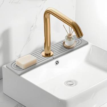 Imagem de Tapete de torneira para pia de cozinha, pia de secagem rápida, proteção contra respingos, pedra de diatomita seca instantaneamente e evita acúmulo de umidade, alça absorvente, bandeja coletora de