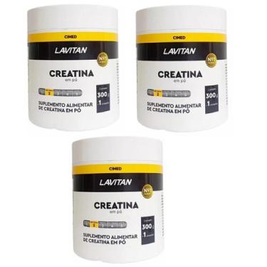 Imagem de Kit 03 Lavitan Creatina em Pó Pura 300g + 1 Dosador - Cimed