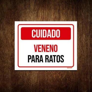 Imagem de Kit 5 Placas Cuidado Veneno Para Ratos - Sinalico.Com