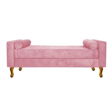 Imagem de Recamier Baú Félix Solteiro 100cm Suede Rosa Bebê