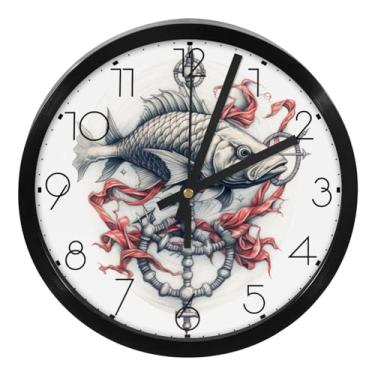 Imagem de LILINWAN Relógio de parede 24 cm sem tique-taque silencioso operado por bateria relógio de parede redondo moderno estilo simples decoração relógio para escritório/escola/quarto/sala de estar