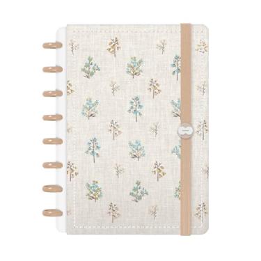 Imagem de Caderno Iscool Disc Inteligente 80 Folhas Entrepontos Floral Azul e Nude Pequeno P