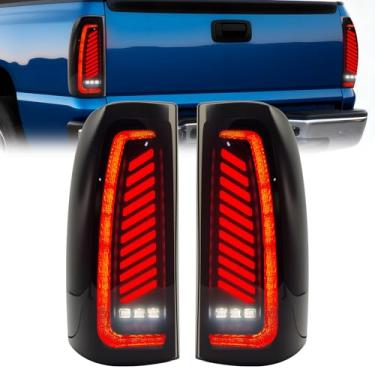 Imagem de Luzes traseiras de LED compatíveis com Silverado 2003 2004 2005 2006 com sinal de freio com animação de bota, lâmpadas de freio traseiro, lente fumê 1 par de lâmpadas traseiras