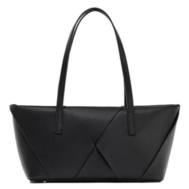 Imagem de Bolsa Hobo Feminina Despojada de Grande Capacidade com Zíper Couro PU Viagem Trabalho Bolsa Moda, Preto