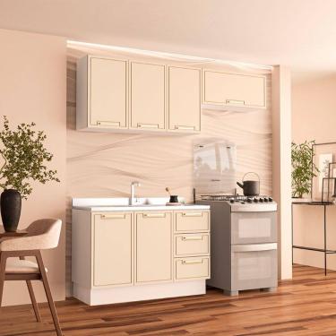 Imagem de Cozinha Compacta 250081 3 Peças Amara Branco Creme Politorno Móveis