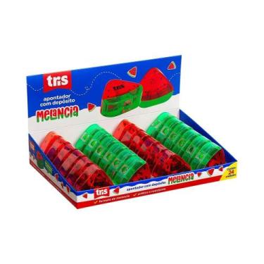 Imagem de Apontador Escolar com Depósito Melancia Tris - Kit 24 Unidades