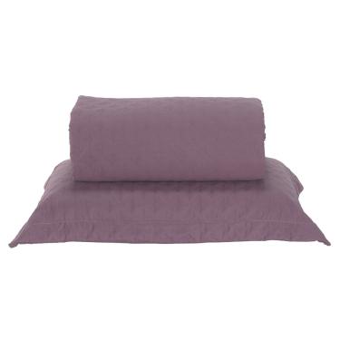 Imagem de Kit Cobre Leito Milão Solteiro 2 Peças 100% Poliéster - Rose Cassis / Branco
