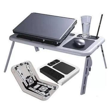 Imagem de Mesa Para Notebook Retrátil Com Cooler Duplo E Base Com Porta Copos