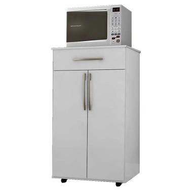 Imagem de Balcao Multiuso 2 Portas 62 Cm Juliana Branco Preto Flex Reajl Moveis Branco Preto Flex