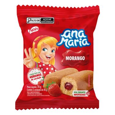 Imagem de Bolinho Ana Maria Recheio Morango 70g 2 Unidades
