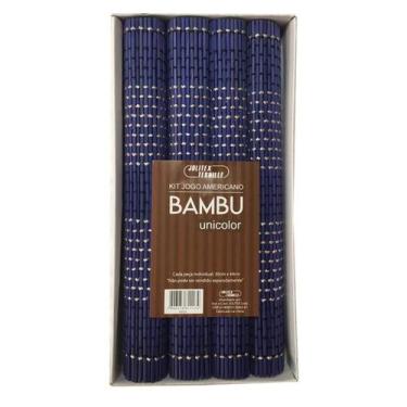 Imagem de Jogo Americano Bambu Unicolor Jolitex Sousplast 4Pçs 30x44cm, AZUL