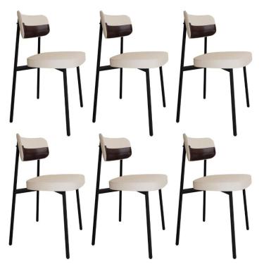 Imagem de Cadeira Alloa Fixa Com 4 Pés 50 X 44,7 X 83,8 Cm Com 6 Un. Corriente Palha- Courino Café