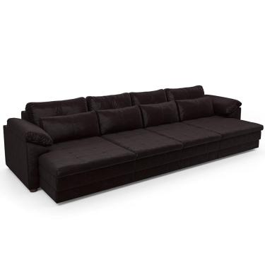 Imagem de Sofá Retrátil Para Sala de Estar 5 Lugares 379cm Riza S03 Couro Vinho - Lyam Decor