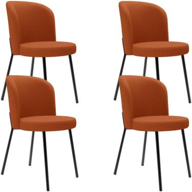 Imagem de Kit 4 Cadeiras Sala de Jantar Estofada Gavi L02 Tecido Terracota - Lyam Decor