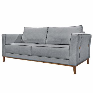 Imagem de Sofá Decorativo 2 Lugares 170cm Pés em Madeira Tarantino Linho Cinza - Gran Belo