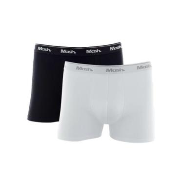 Imagem de Cueca Mash Boxer Cotton Basic Branca/ Preta Pack 2UN, L/G