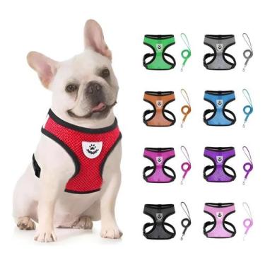 Imagem de Coleira Peitoral Para Cachorros Gatos Refletiva + Guia - savioshop, M,