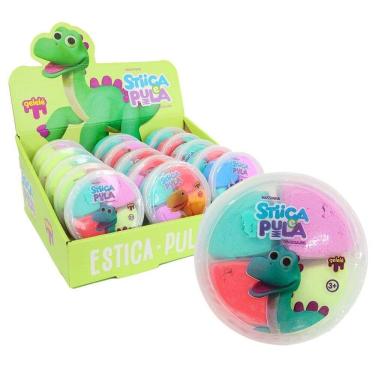 Imagem de Massinha de Modelar 20g Estica e Pula Dinossauro - Tudo em Caixa