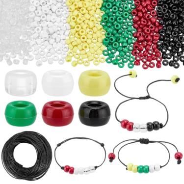 Imagem de PH PandaHall 1200 peças de contas de Natal 6 cores kit de pulseira plano de salvação contas vermelhas amarelas verdes contas de acrílico transparente com 100 metros cordão encerado para fazer joias de