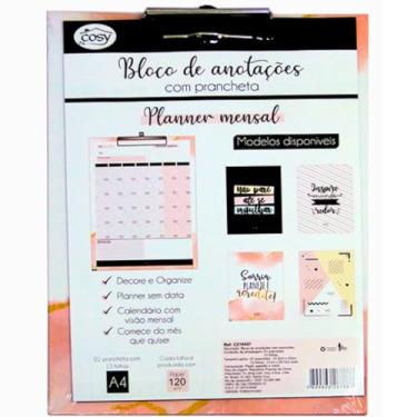 Imagem de Planner Mensal com Prancheta Tamanho A4 – 12 Folhas para Planejamento e Organização – Ideal para Escritório, Estudos e Casa – Design Moderno e Funcional