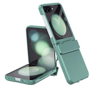 Imagem de Para Samsung Flip5 Flip 5 5G Zflip5 Bolsa para celular com dobradiça para Samsung Galaxy Z Flip5 Capas rígidas de película protetora de vidro, verde, para Samsung z flip 5