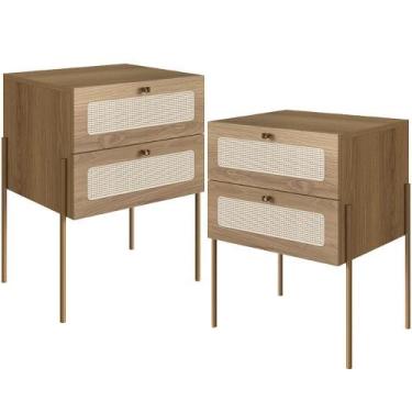 Imagem de Kit 02 Mesas De Cabeceira 02 Gavetas Com Telinha Industrial Indy A03 H