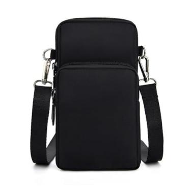 Imagem de Bolsas transversais para mulheres - Mini bolsas de telefone com alça transversal e carteira - Bolsa de braço de nylon para mulheres e homens, Blacka, Mini