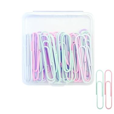 Imagem de Clipes de papel grandes de 50 unidades, clipes de papel jumbo com revestimento de vinil de 5 cm para escritório e casa, multicoloridos claros