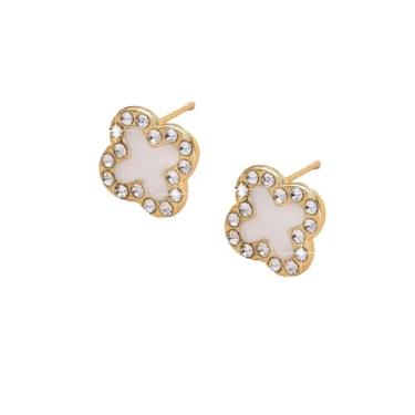 Imagem de Brincos de cruz femininos, brincos retrô estilo frio, brincos modernos, 1 par, one size, Liga de aço, Sem pedra preciosa